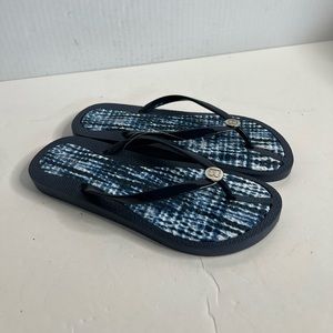 Ellen Tracy Womens Navy Opaque Jelly Flip Flops with Charm